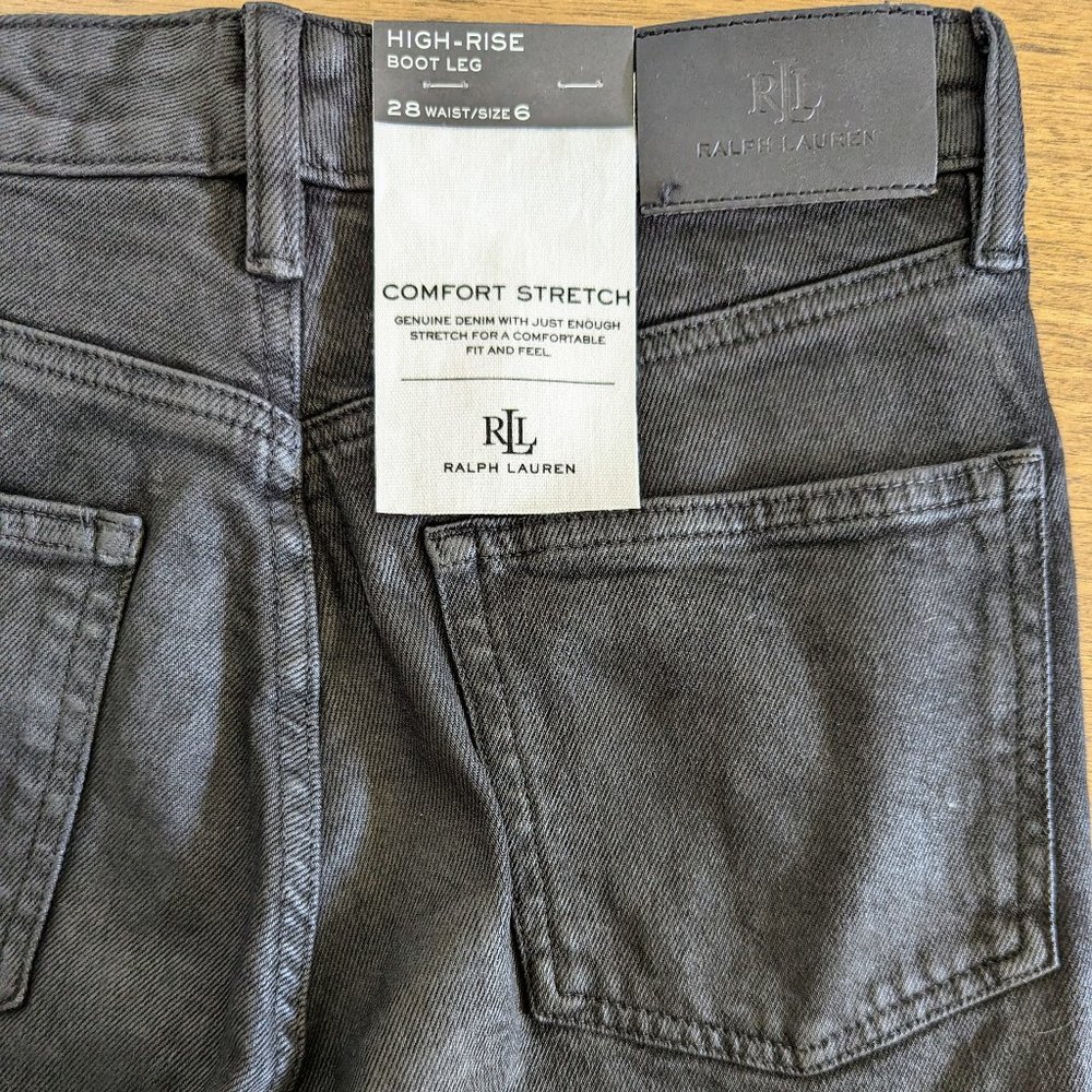 NWT RALPH LAUREN HIGH RISE BOOT LEG BLACK JEANS - SIZE 6//28 WAIST - TIMELESS!